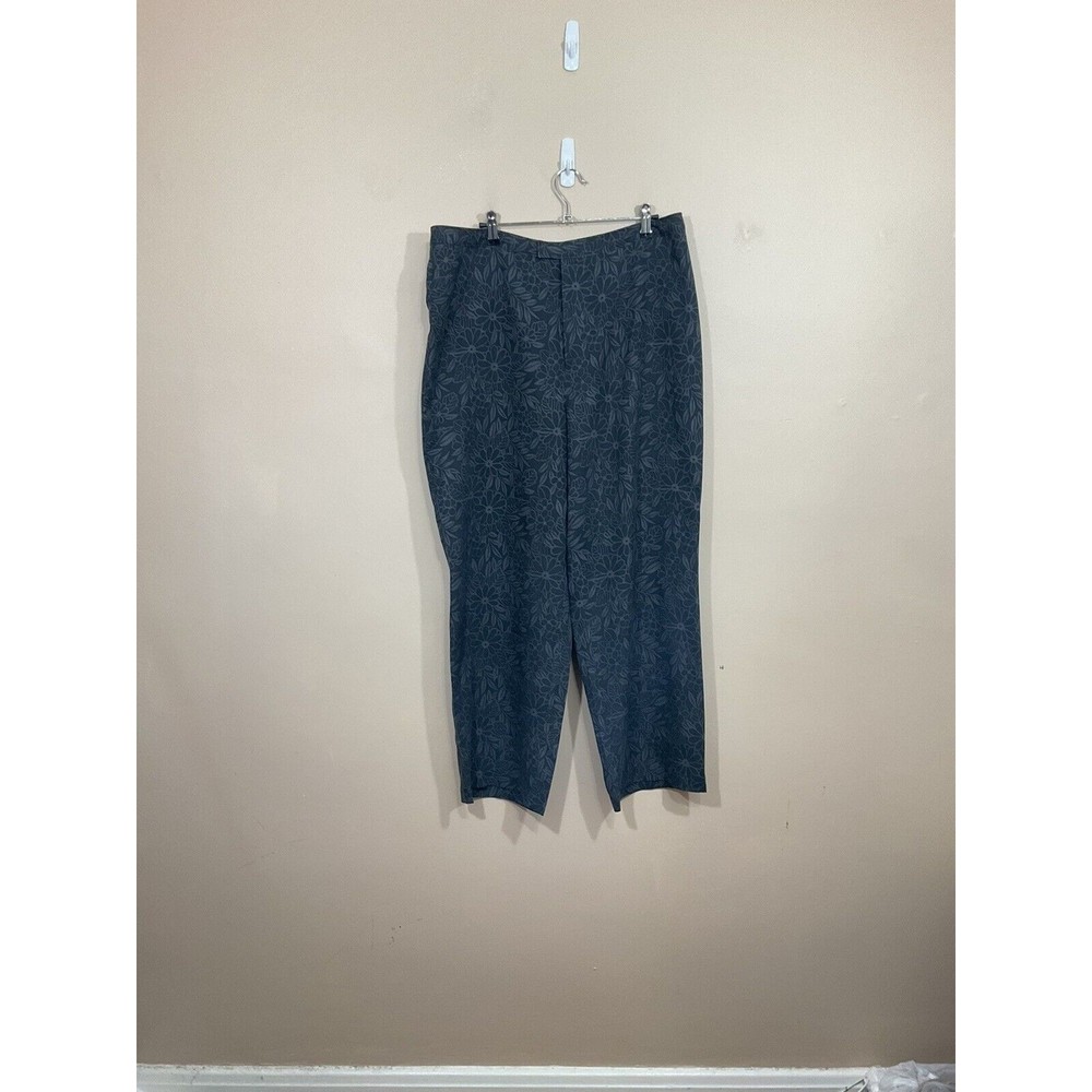 Tommy Bahama Womens 100% Silk Floral Cropped Pants 10 Grey Boho Coastal Beach